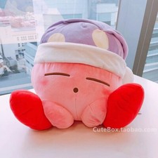 Cartoon Sleeping Cap Kirby Plush Doll Stuffed Toy Cute Kirby Large Pillow 35cm