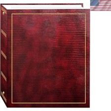 Magnetic Self-Stick 3-Ring Photo Album 100 Pages 50 Sheets, Burgundy Red