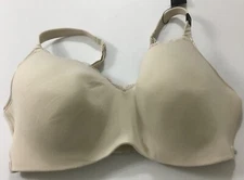 Curvy Couture Women’s Cotton Luxe Padded Wire Free Bra Cream Size 40C