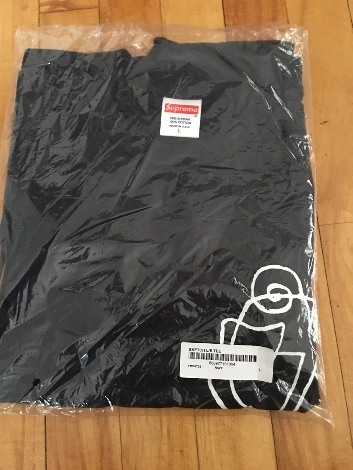 SUPREME New York Sketch Chemise à manches longues MARINE GRANDE NEUVE F/W 2016 BOGO L/S