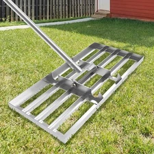 Lawn Leveling Rake 17 Inch, Lawn Leveler Garden Tool with Stainless Steel Handle