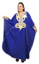 Plus size Caftan Moroccan Handmade Kaftan Women Beach Summer Dress Abaya Blue