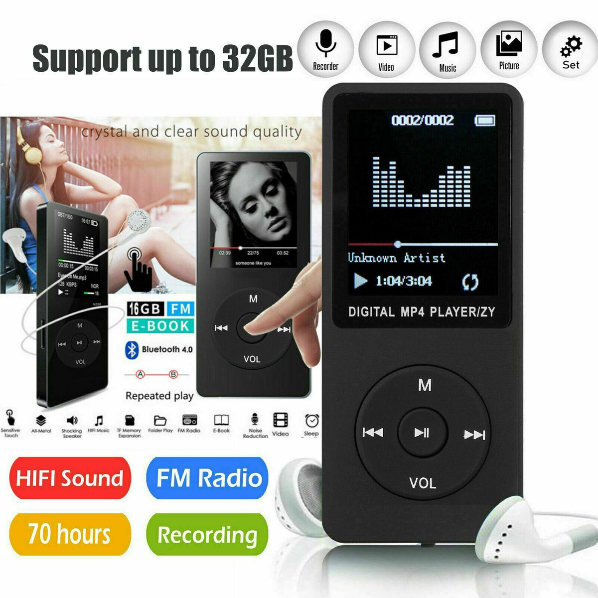 Mini Portable MP3 MP4 Music Player Media FM Radio Hi-Fi Lossless Sound Sport Mini Portable MP3 MP4 Music Player Media FM Radio Hi-Fi Lossless Sound Sport