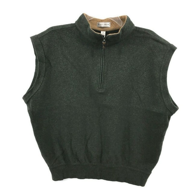 PETER MILLAR Vest Men's Size S 1/4 Zip Green 100 Cotton French Terry