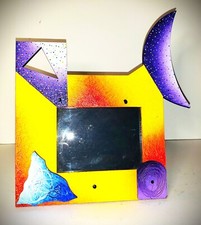 Scarce Artist Signed Abstract Whimsical Picture Frame 11.5" Folk Art Unique OOAK