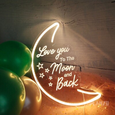 Planzo Neon Sign Light To the Moon And Back Girls Kid s Living Room Home Decor