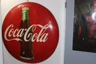 Vintage 48" Coca Cola Button Sign Metal Nice