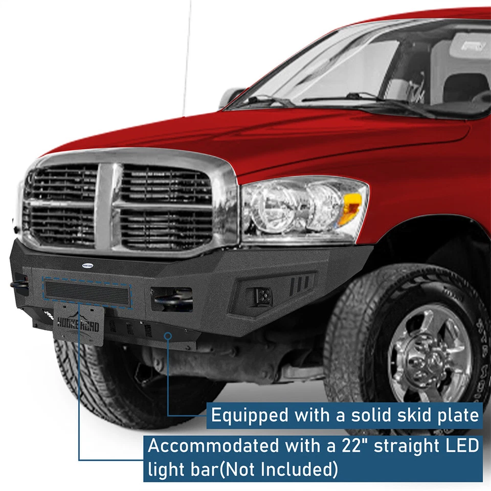 Parachoques delantero de acero negro con luz LED para Dodge Ram 2500 3500 2006 2007 2008 2009 Foto 4 de 4