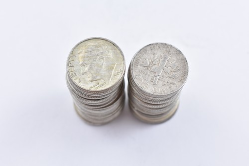 (50) 1946-1964 90% Silver Roosevelt Dimes ROLL $5 Face Lot Collection