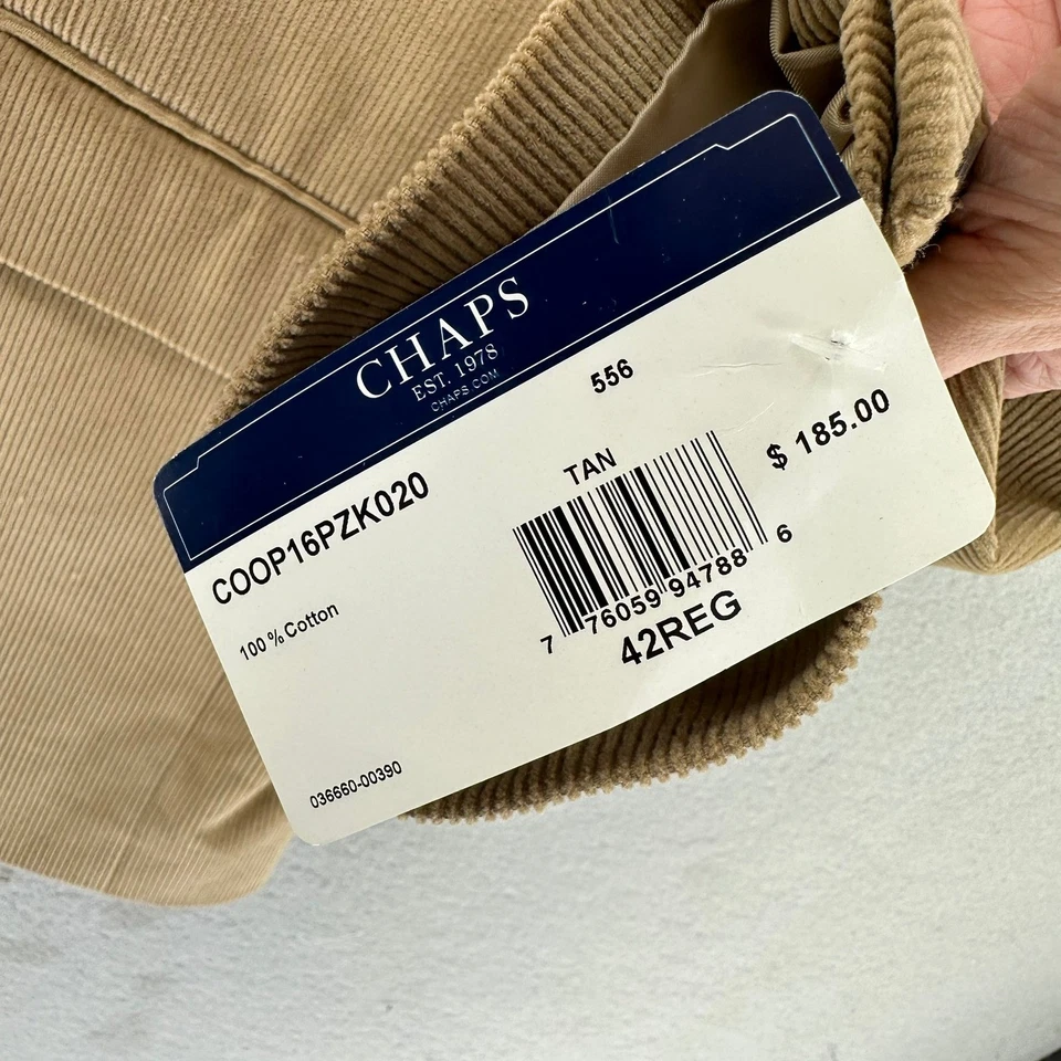 Chaqueta Blazer Chaps Tostada Pana 42R Abrigo Deportivo Nuevo con Etiquetas Algodón 2 Botones Profesor Foto 4 de 4