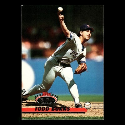 Todd Burns #210 1993 Stadium Club Texas Rangers Baseball Card MLB