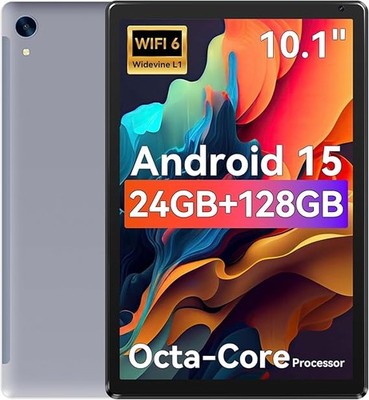 10.1''Android 15 Tablets HD Touchscreen Octa-Core 24GB+128GB Dual Camera Gray