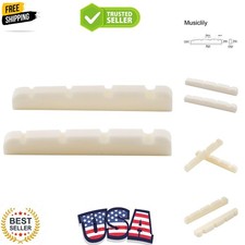 Basic 38mm Flat Bottom Bone Slotted Bass Nut for 4 String Bass Guitar, 38 3...