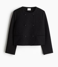 H M Women's Double Breasted Jacket, Medium, Black, NWT