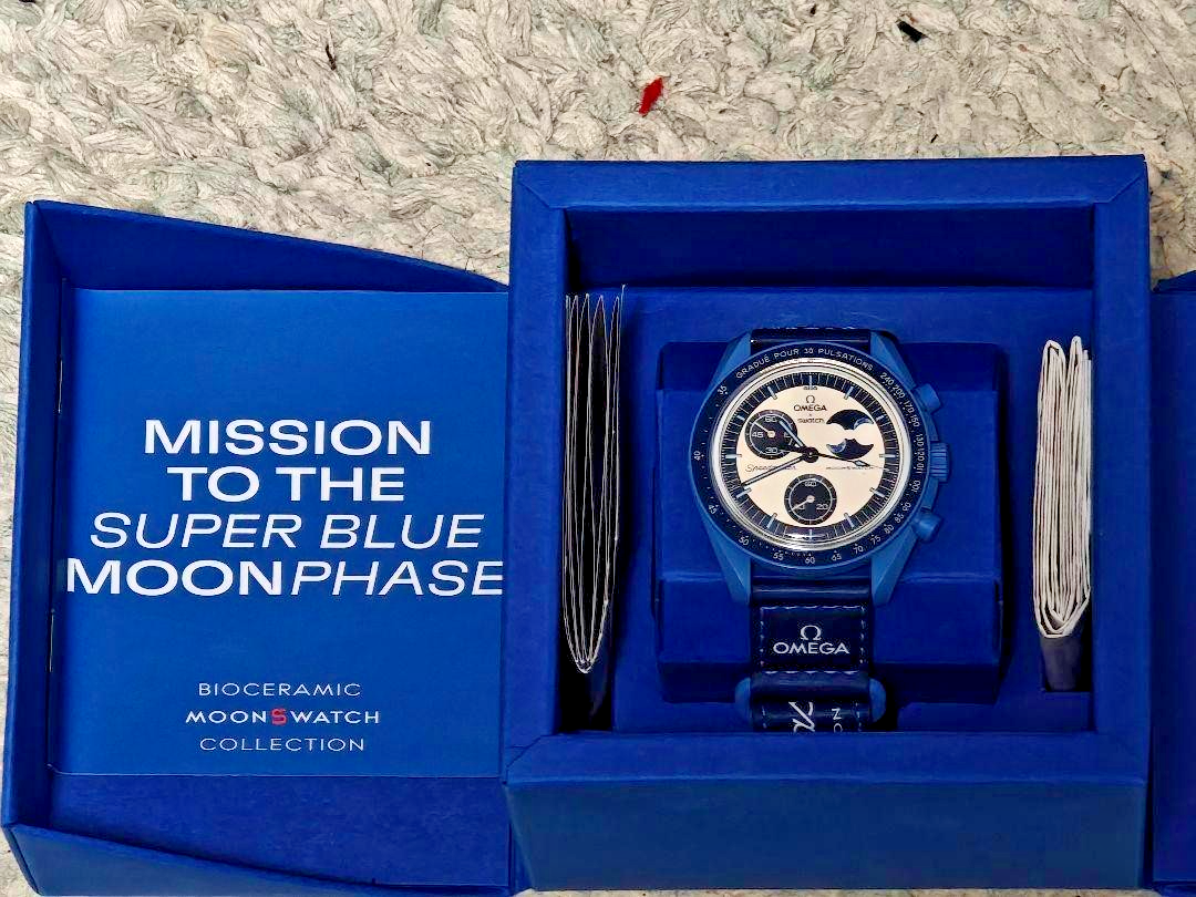 オメガ スウォッチ SUPER BLUE MOONPHASE　SO33N700 Omega x Swatch Bioceramic Moonswatch Super Blue Moonphase