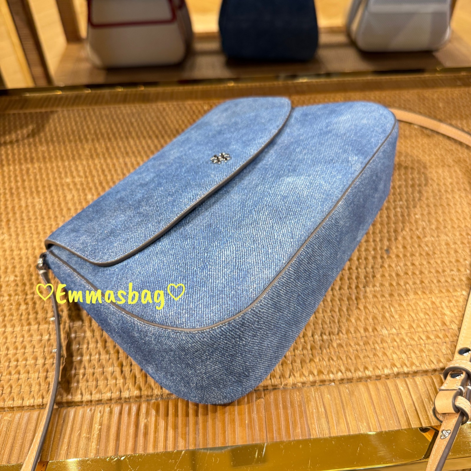 Tory Burch Emerson Denim Convertible Shoulder Bag 175797 Dark Denim $625 thumbnail 2