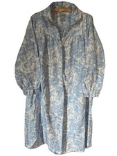 Lanz of Salzburg Nightgown Cotton flannel M White Eyelet Trim Blue White Floral