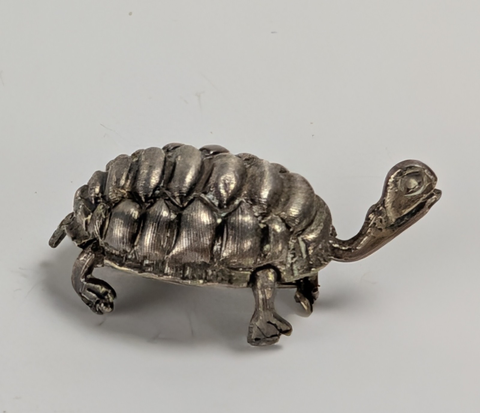 Turtle Tortoise Movable Head Sterling Silver Pin … - image 3