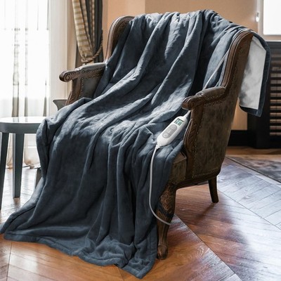 Mlivrom Heated Throw Blanket with 1-9 hrs Timer Auto-Off & 8 Heating Levels,F...