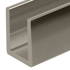 Polished Nickel 3/8" Fixed Panel Shower Door Deep U-Channel - 12" Stock Lengt