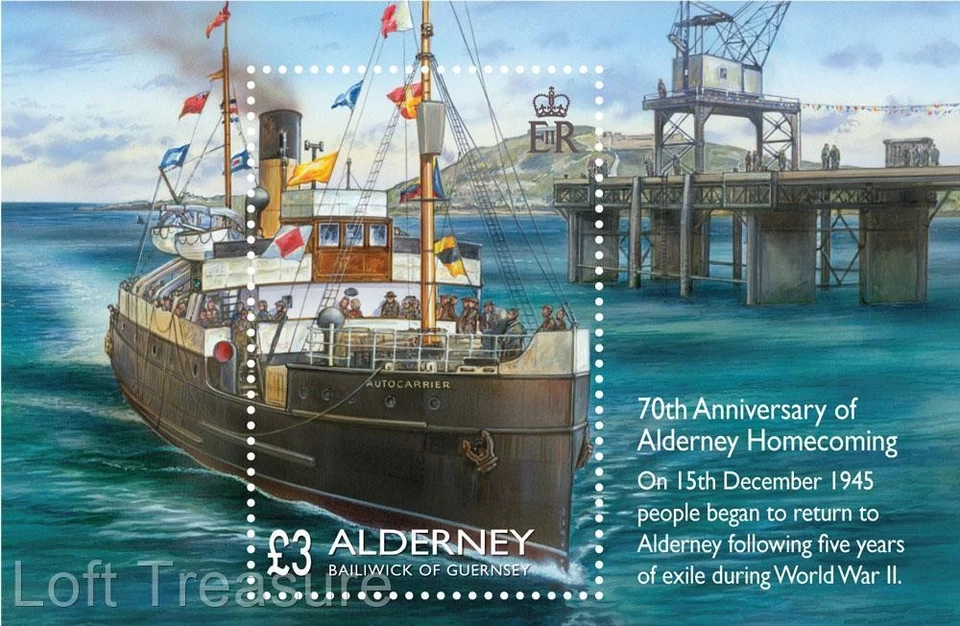 Alderney Stamps: "Homecoming - 70th Anniversary" £3 MS Presentation Pack 2015 - Image 2 of 4