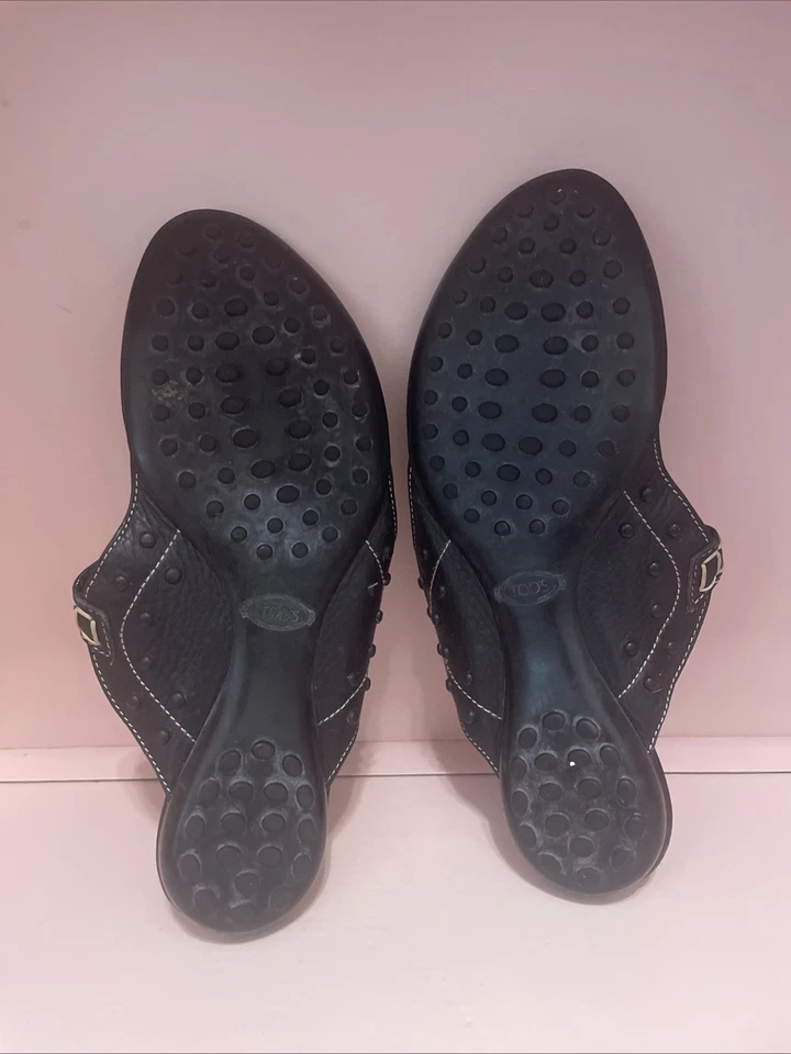 Sandalias Tods para mujer zapatos de cuero negro 37,5 7,5 7 1/2 38 Foto 2 de 4