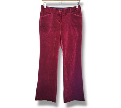 Express Design Studio Vintage Y2K Red Velvet Low Rise Wide Leg Editor Pants Sz 2