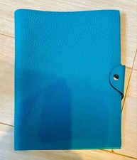 Hermes Agenda Ulysse MM Notebook Cover Azur Togo Leather Womens