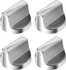 4 Pack W11366438 Gas Stove Knobs, Cooktop Control Knobs Silver 
