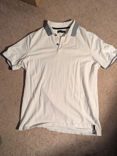 Banana Republic Performance Pique Polo Shirt - Size Medium - White / Navy