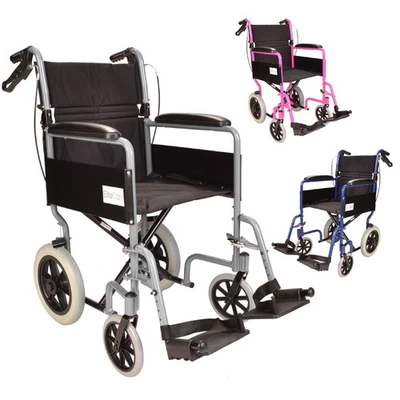 ELITE CARE Lightweight folding Transit aluminium travel wheelchair with handbrakes ECTR01
