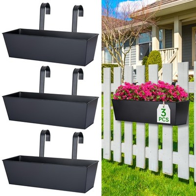 OGIMA 16-Inch Railing Planter Box 3 Pack Large Hanging Planters Outdoor  Plants A | eBay
