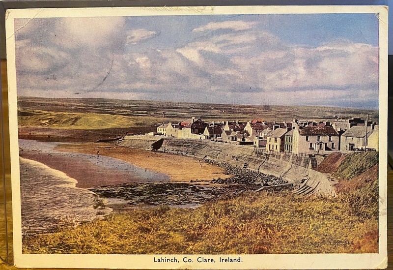 Irish Postcard LAHINCH Co Clare Atlantic Ireland PC DeLuxe 216 Sea Wall 1959