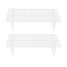 2 PCS Clear Tabletop Organizer Display Support Stand Transparent Risers