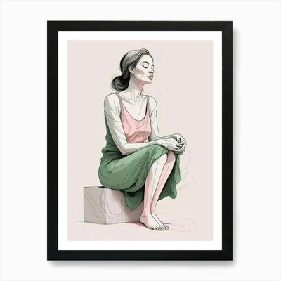 Ruhige Frau Portrait Kunstdruck (4) Ein gerahmtes Wandbild Poster Leinwanddruck Bild