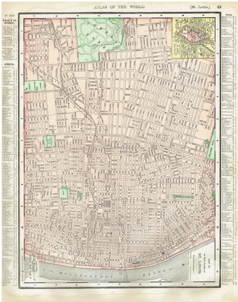 Датированные 1902 г. антикварные цветные карты городов Сент-Джозеф Миссури и Сент-Луис - Изображение 4 из 4