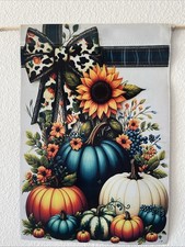 Garden Flag 12x18 Fall Autumn Handmade Double-Sided Pumpkin  
