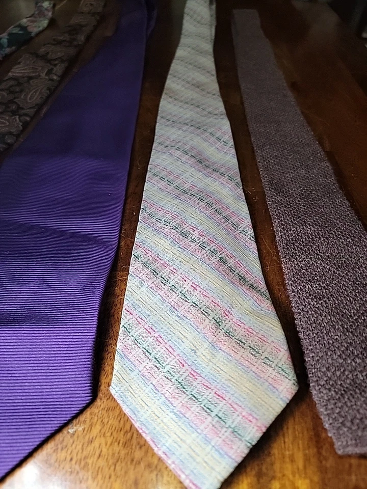 Lote de 5 Corbatas Femeninas Vintage Floral Rosa/Púrpura 48-55 Francia Hardy Amies Lesja Foto 4 de 4