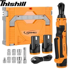 Thishill 3/8" Cordless Electric Ratchet Wrench Set with 2 Pack 2000 mAh 10C