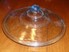 VINTAGE BLUE PHILBE FIRE KING DEPRESSION GLASS CASSEROLE LID w/ KNOB HANDLE 9"
