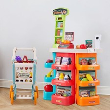 Kids Shopping Cart Toy Pretend Play Supermarket Trolley for Role-Play & Learning