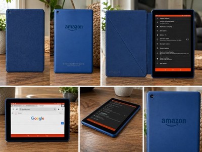 Amazon Fire HD (8th Gen) 16GB Blue Bundle  Tablet Amazon Case Charger Brand New