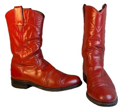 Justin Boots L3055 Red Leather Pull On Western Roper Boot Women's size 5.5 B