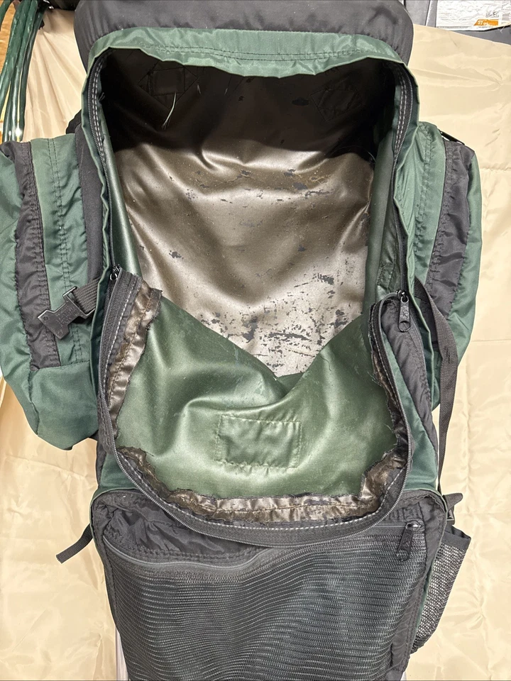 Mochila de Senderismo Jansport Verde Marco Externo Camping Correas de Cadera Almohadillas De Colección Foto 3 de 3