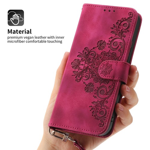 Leather Crossbody Flower Wallet Phone Case For Samsung S25 S24 S23 S22 S21 S20FE - Picture 54 of 75