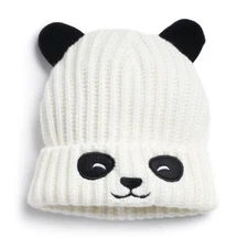 NWT Women's SO Bear Face Knit Beanie One Size Ivory Color FAST SHIP