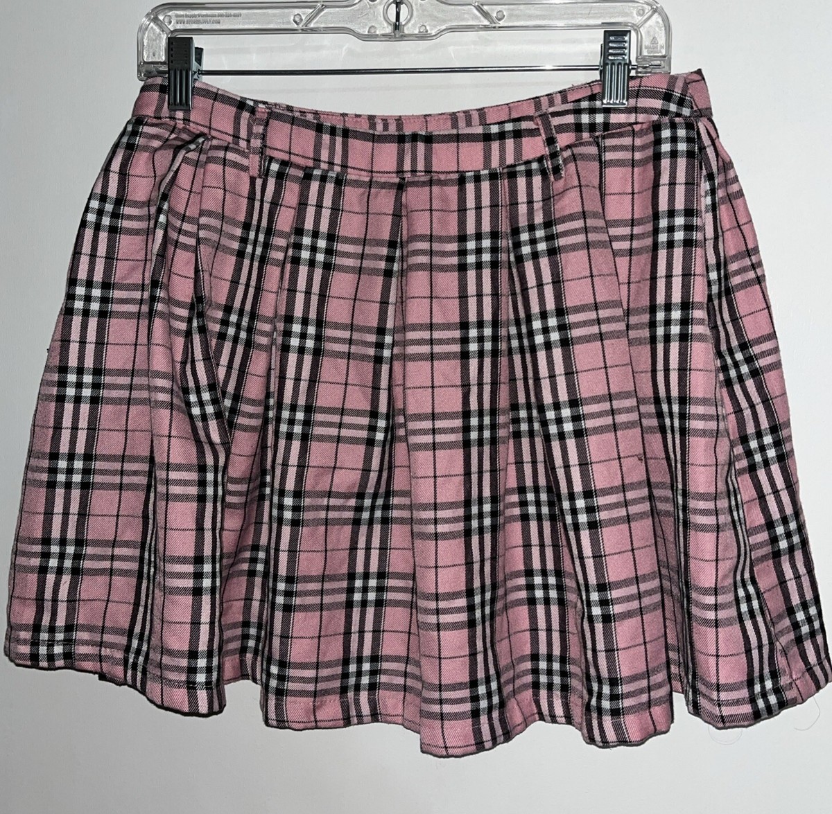 Hot Topic Pink Plaid Pleated Skirt Grunge Emo Mall Goth Size