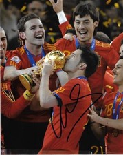 Spain David Villa Trophy Autographed Signed 8x10 Photo COA F