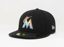 New Era 59Fifty Men Women Cap Florida Miami Marlins Black Low Profile Fitted Hat