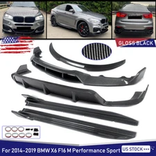 Fits BMW X6 F16 M Sport Front Lip Spoiler Rear Diffuser Side Skirts Carbon Look